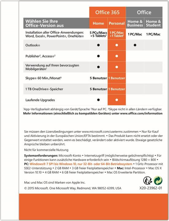 Image du produit Microsoft Office 365 Personnel (1 Utilisateur, 12 mois)