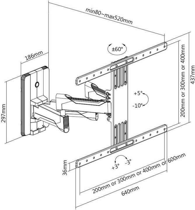 Produktbild myWall TV Wandhalterung Vollbeweglicher Wandhalter für Flachbildschirme (Wand, 80", 45 kg)