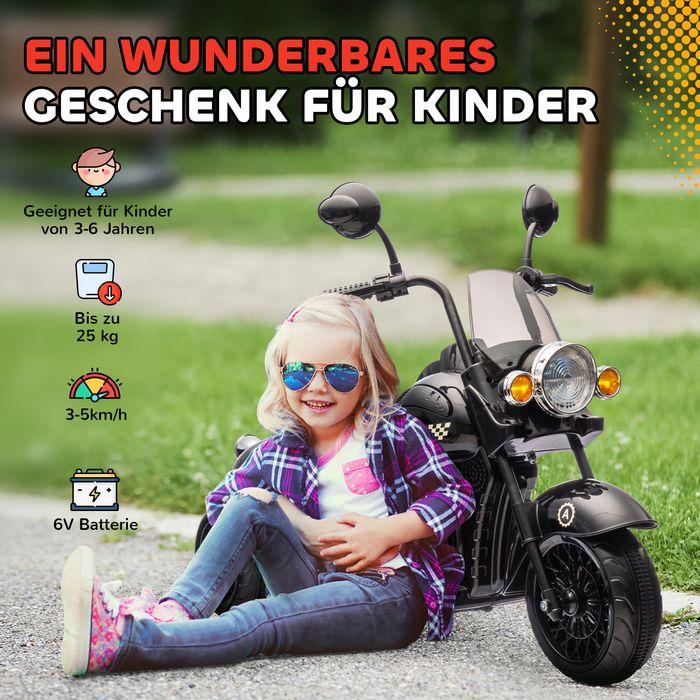 Actual product image Swisshandel24 Kinder Elektro-Motorrad 6V mit Musik 3-5 km/h 3-6 Jahre Kinder, bis 25kg, schwarz (6 V)