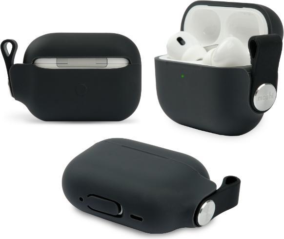 Produktbild Moshi Pebbo Schutzhülle für Airpods Pro 2 - Silikon - Schwarz (Kopfhörer Tasche)