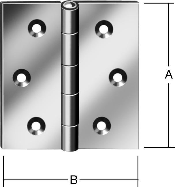 Actual product image Vormann Hinge 10503 Height 30 mm Width 30 mm Thickness 0.8 mm Stainless steel rolled, square-edged