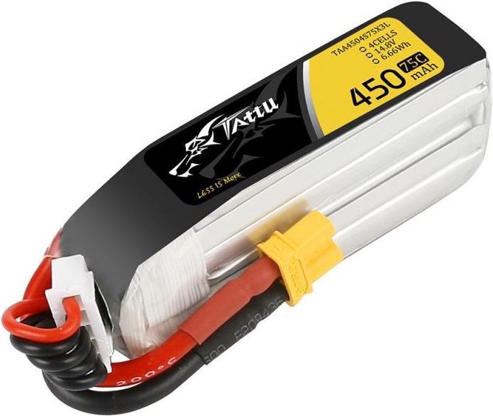 Actual product image Tattu RC Battery LiPo 450 mAh 14.8 V 75C Long (14.80 V, 450 mAh)
