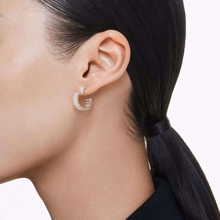 Image du produit Swarovski Matrix Créoles Baguette Taille Coeur Petit Or Blanc (Métal Swarovski)