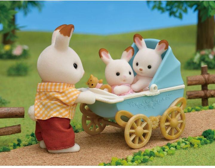 Actual product image Sylvanian Families Chocolate Rabbit Twin Babies & Pram