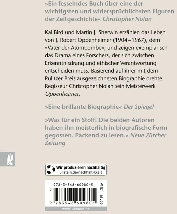 Produktbild J. Robert Oppenheimer (Deutsch, Martin J. Sherwin, 2010)