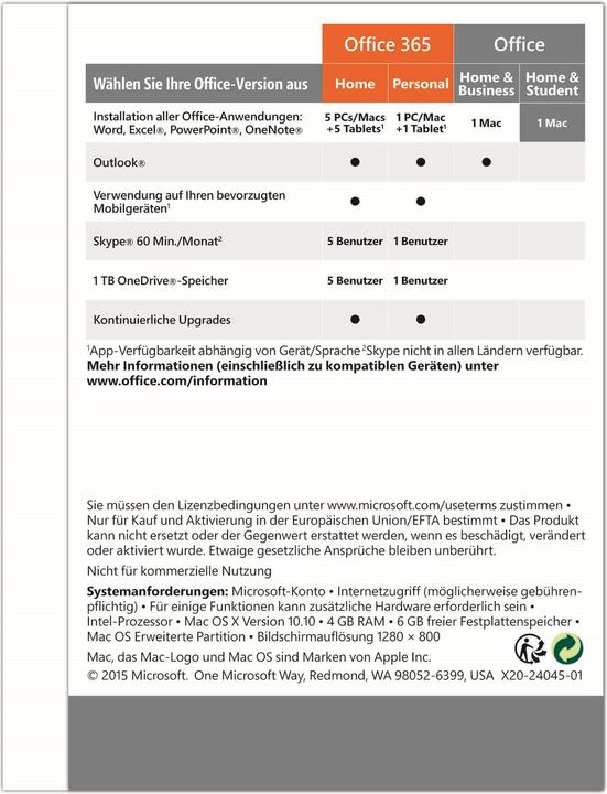 Actual product image Microsoft Office 2016 Home and Student (1 User, 12 months)