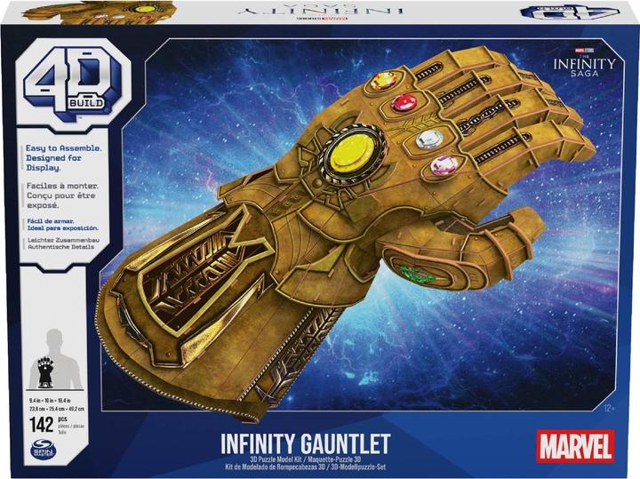 Produktbild Spin Master 4D Build, Marvel, Infinity-Handschuh 3D-Modellpuzzle-Set mit Ständer, 142 Teile | Thanos-Tischdekora (142 Teile)
