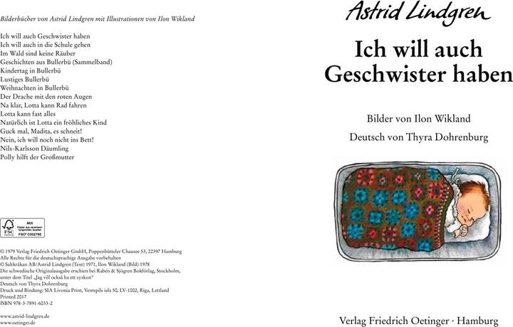 Actual product image Ich will auch Geschwister haben (German, Astrid Lindgren, 1979)