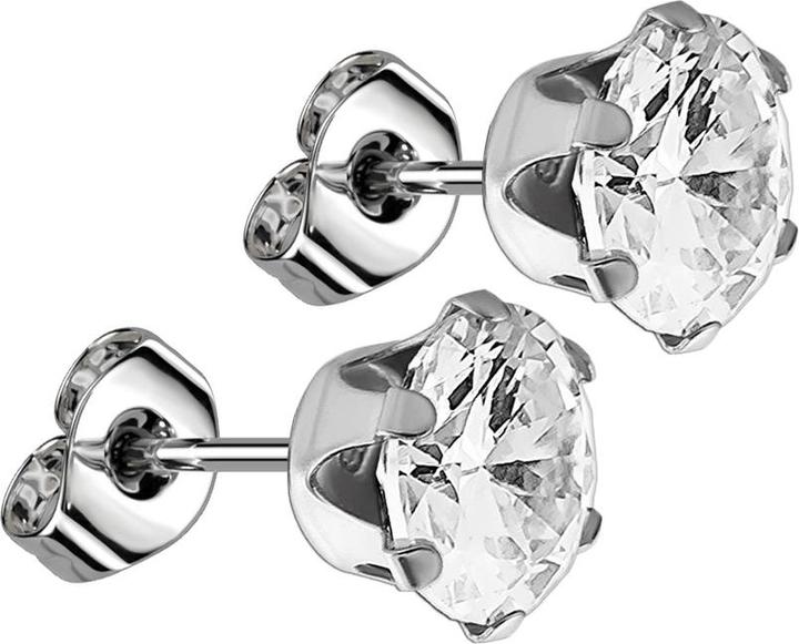 Immagine prodotto Star Piercing Orecchini con cristallo rotondo in argento (senza ottone, Acciaio chirurgico 316L)