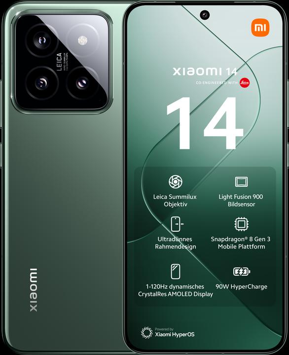 Productafbeelding Xiaomi 14 (512 GB, Jade Groen, 6.36", Dubbele SIM, 50 Mpx, 5G)