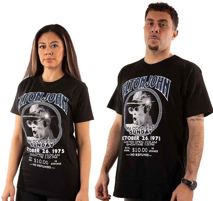 Image du produit Elton John T-shirt Diamante in Concert Logo Official Unisex Black L (L)