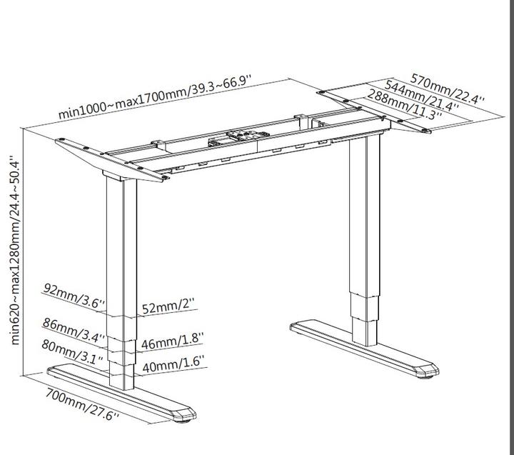 Actual product image equip ERGO Electric sit-stand table frame Double motor