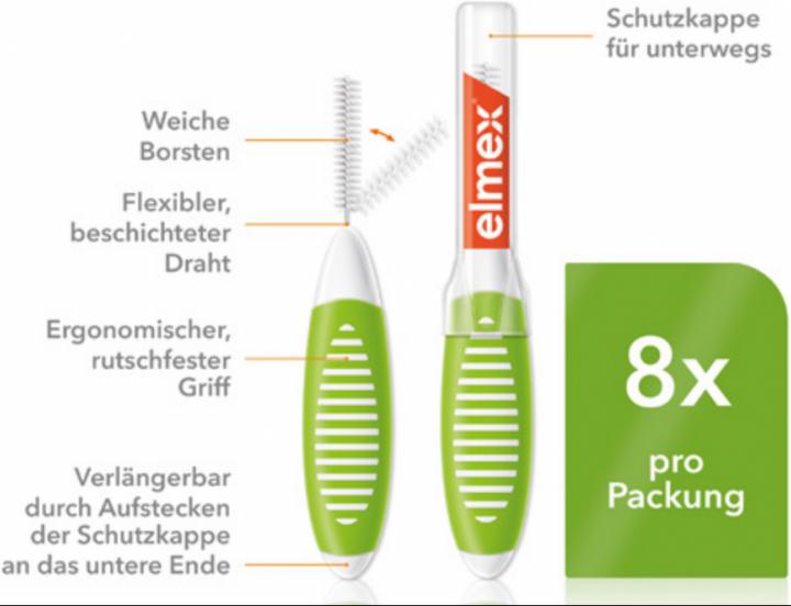 Image du produit Elmex Brosses interdentaires 0.8mm Vert (8 pcs) (8 x, 0.80 mm)