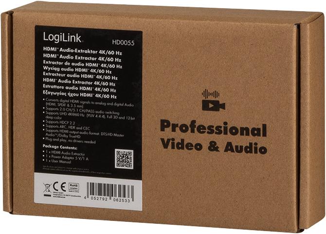 Actual product image LogiLink HDMI Audio Extractor,2CH/5.1CH,SPDIF,/60Hz