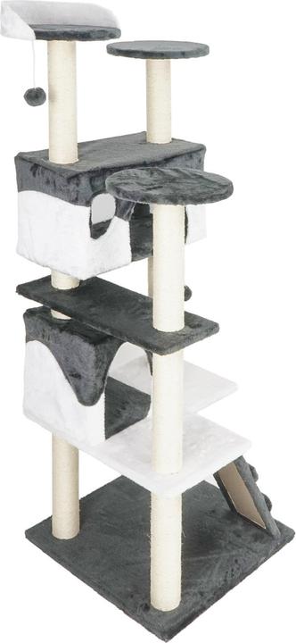 Actual product image Wiltec Cat Tree Grey-white 130cm Scratching Post Climbing Tree Cats Play (130 cm, Grey/white)