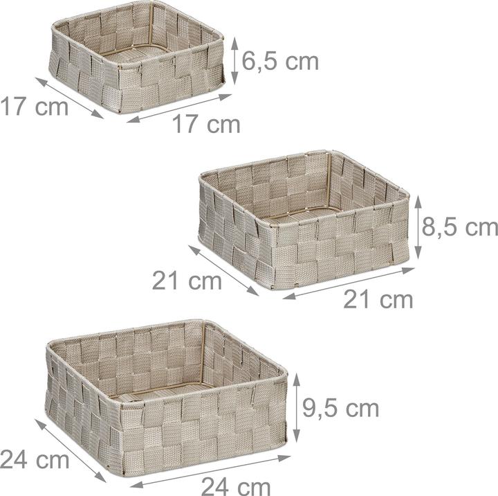 Immagine prodotto Relaxdays 3x cestino portaoggetti (1 x, 24 x 24 x 9,5 cm)