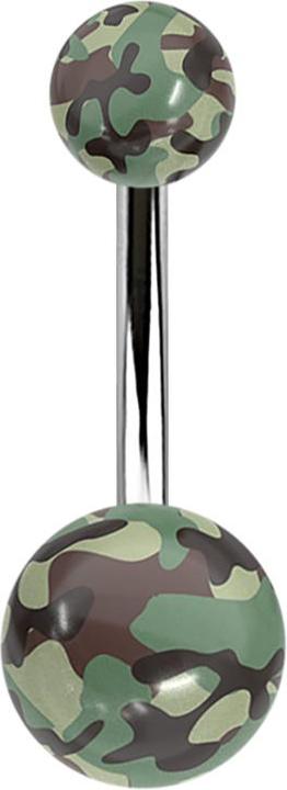 Immagine prodotto Star Piercing Banana argento con due palline verde militare (Acrilico, senza ottone, Acciaio chirurgico 316L)
