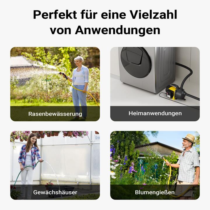 Immagine prodotto Wiltec Pompa da giardino 2800l/h, 600W, maniglia e tappo per lo scarico dell'acqua, prevalenza di scarico (Pompa da giardino)