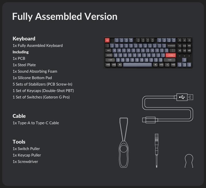 Image du produit Keychron K8 Pro (US, Filaire, Sans fil)