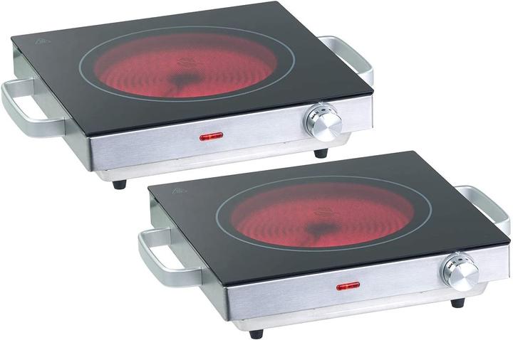 Rosenstein & Söhne Mobile glass ceramic hob with infrared heat, set of 2