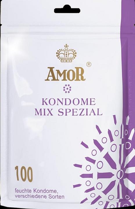 Actual product image Amor «Mix Spezial» – 100 Kondome in 5 Sorten, 52-54 mm breit, aromatisiert und strukturiert (100 pcs.)