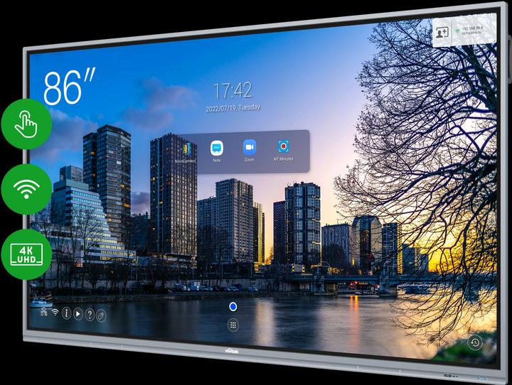 Actual product image vivitek DS NovoTouch BK860i silver 86"/3xHDMI/VGA/DP/USB (3840 x 2160 Pixels, 86")