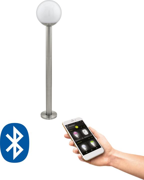 Actual product image EGLO NISIA-C floor lamp stainless steel / white (806 lm, E27, IP44)