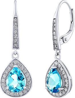 Actual product image Silvego BRISA Silver Earrings with Swissue Topaz and Brilliance Zirconia JJJ1141ETS