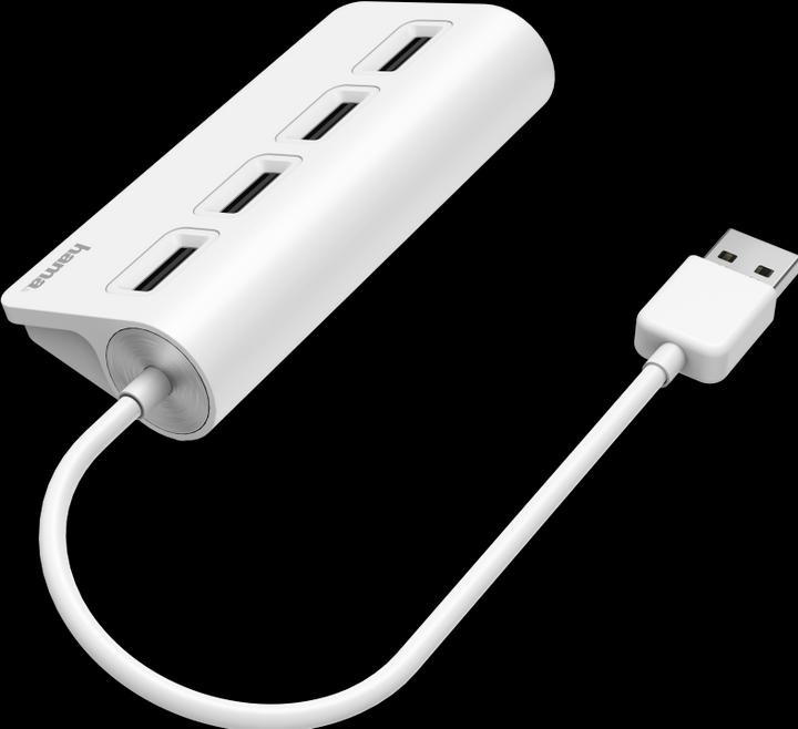 Produktbild Hama USB-A-Hub, 4 Ports, USB 2.0, 480 Mbit/s, Weiss (USB-A, 4 Ports)