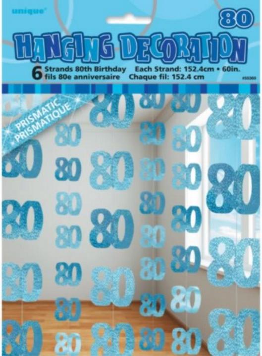 Immagine prodotto Unique Party Decorazione da appendere con numero 80 blu