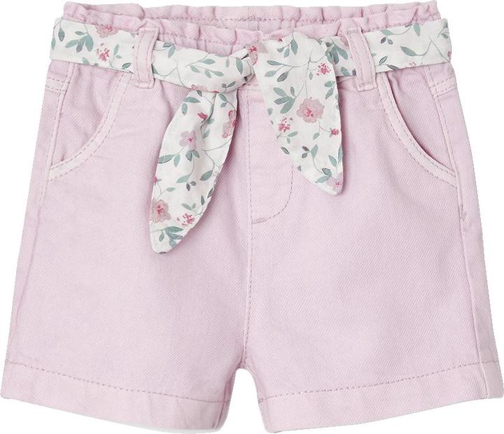 Actual product image Vertbaudet Girls' baby paperbag shorts with belt (74)