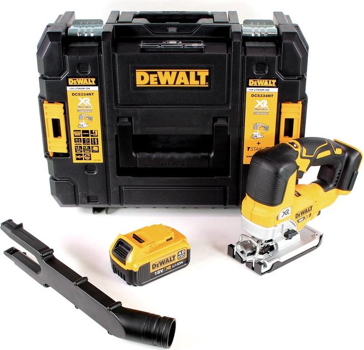 Immagine prodotto DeWalt DCS 334 NT Seghetto alternativo a pendolo a batteria 18V Brushless + 1x Batteria 4,0Ah + TSTAK -