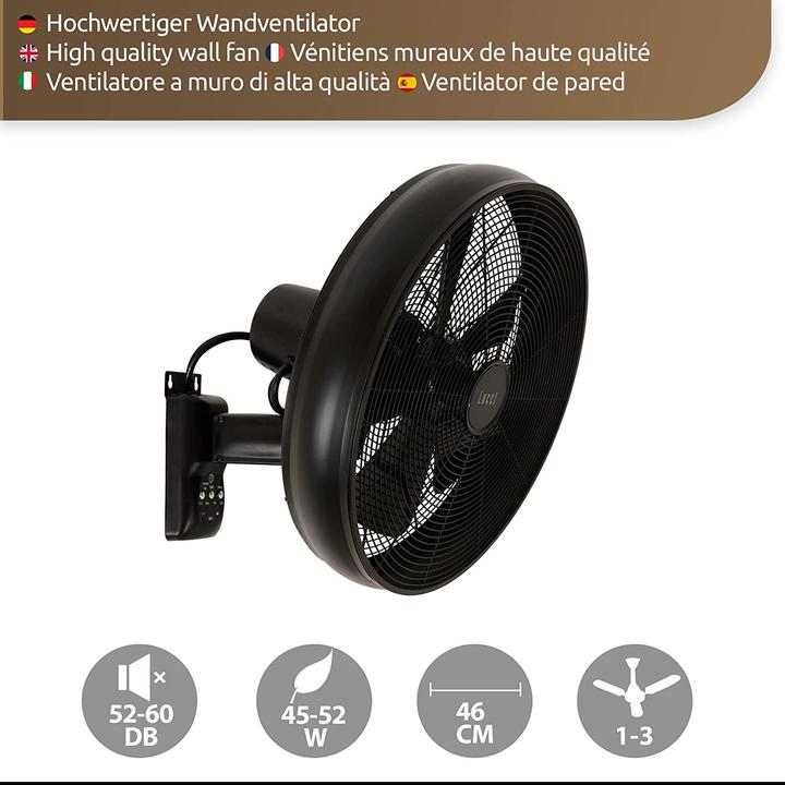 Actual product image EMZ Wall fan with remote control (67.50 dB)