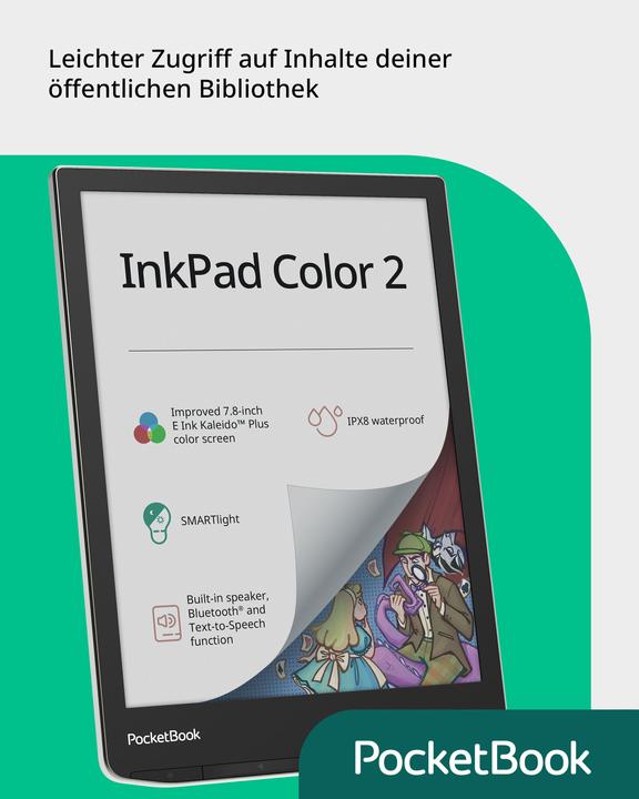 Productafbeelding PocketBook InkPad Color 2 (7.80", 32 GB, Maanzilver)