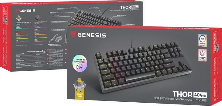 Produktbild Genesis Klawiatura THOR 404 TKL Gateron Yellow Pro (NKG-2069) (Eng. Int., Kabelgebunden)