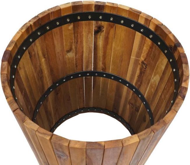Actual product image Mendler Planter Box HWC-L24, round 50x34cm Outdoor Acacia, brown (34 cm)