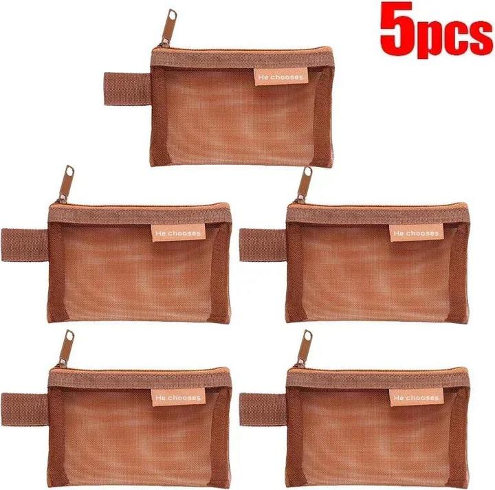 Produktbild Only-Bags.Store 5 Pcs Mini Mesh Lagerung Taschen Multi-farbe Tragbare Mäppchen Halter Münze Kosmetik Schmuck Reise