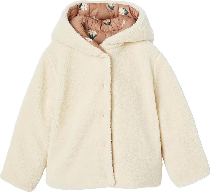 Vertbaudet Wendbare Mädchen Kapuzen-Steppjacke mit Teddyfleece, Wattierung Recycling-Polyester