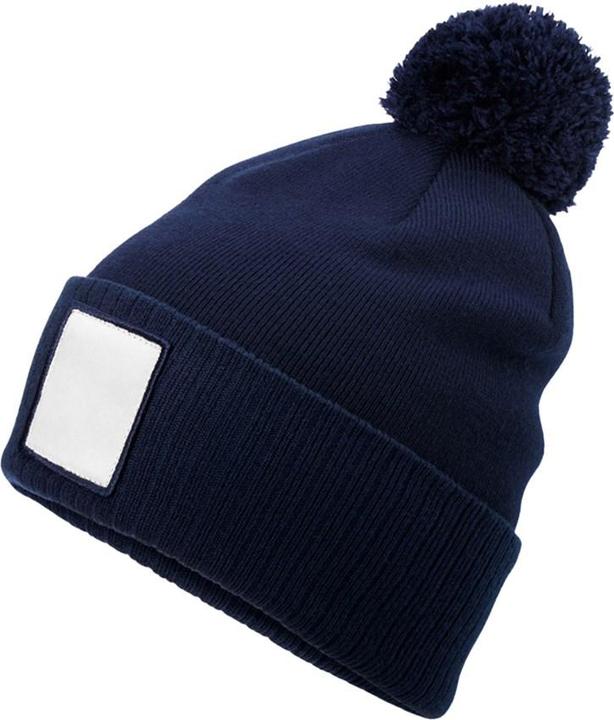 Actual product image Beechfield Pom Pom Appliqué Patch Beanie