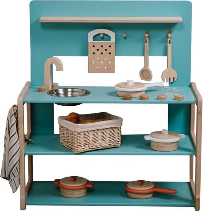 Activity Board Waldorf-Atmosphäre, Küche Spielset, Kinderspielküche aus Holz für Kinder - Mint