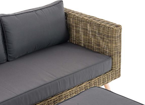 Immagine prodotto Swisshandel24 Divano a 2 posti Molde con poggiapiedi rotondo in rattan natura 40 cm (marrone chiaro), grigio ferro