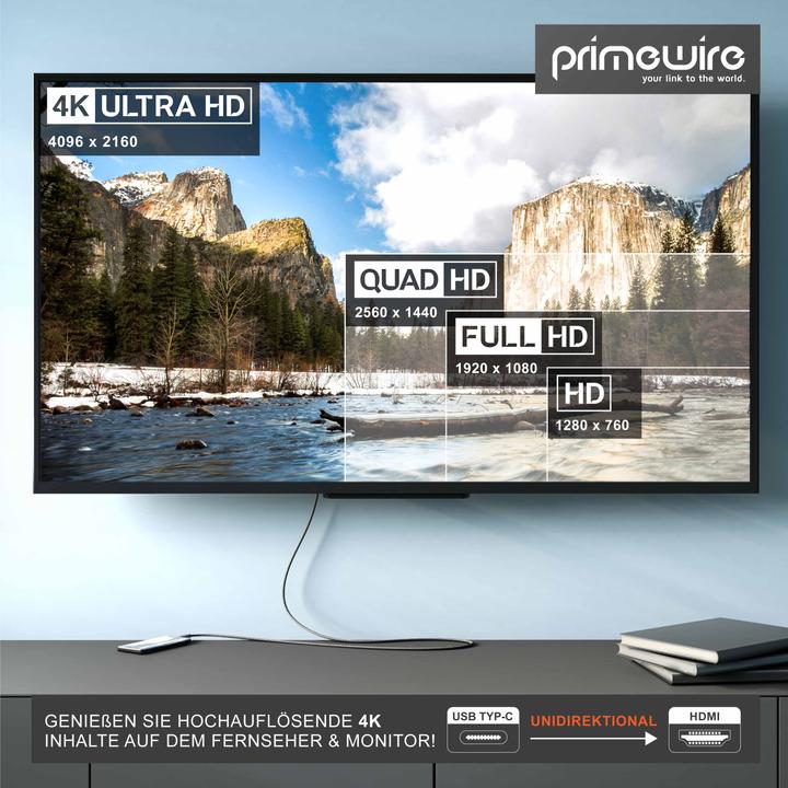 Image du produit Primewire HDMI - USB C (1 m, USB Type C, HDMI)