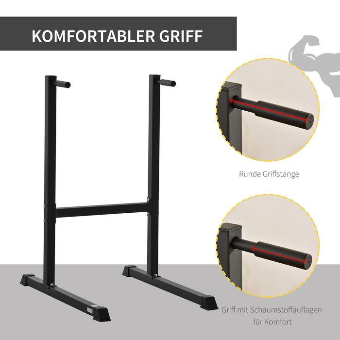 Image du produit Swisshandel24 Station de dips Support de dips Barres abdominales Exercices pour le dos Acier noir 104 x 70,5