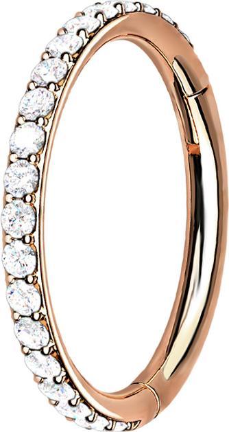 Image du produit Star Piercing Micro anneau segment pliable or rose cristaux latéraux argent (sans laiton, Acier chirurgical 316L)