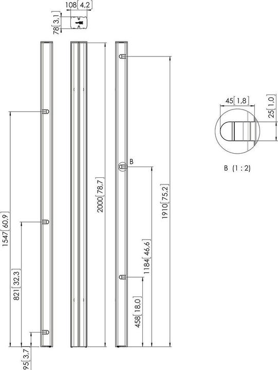Immagine prodotto Vogels PUC 2720 Tubo di livello, 200 cm, argento (160 kg)