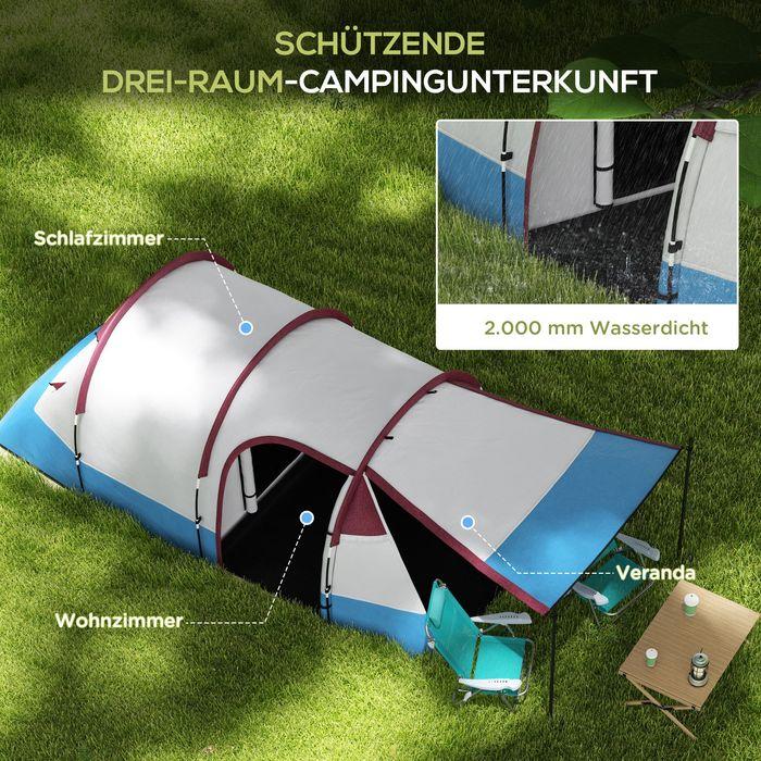 Image du produit Swisshandel24 Campingzelt, Tunnelzelt für 3 Personen, mit Lichthaken, Vorzelt für Garten, rot (Tente tunnel, 3 personnes)