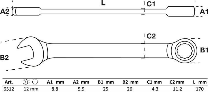 Produktbild BGS Ratschenring-Maulschlüssel SW 12 mm (12 mm)