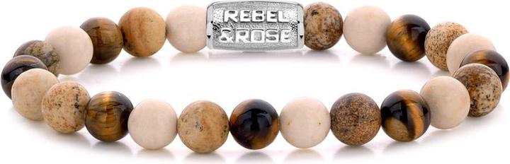 Actual product image Rebel Rose - Beaded bracelet Autumn Love RR-80063-S - Dimension: 19 cm - L (M) (19 cm, Fossil, Stainless steel, Tiger's eye)