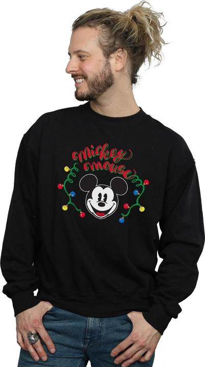 Actual product image Disney Mens Mickey Mouse Christmas Light Bulbs Sweatshirt (5XL)