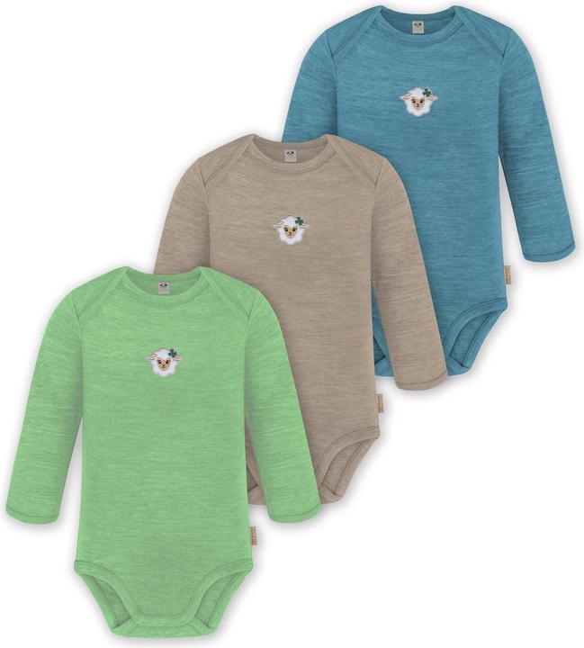 Normani 3er Pack Baby Merino Body Langarm „Auckland" - 9375